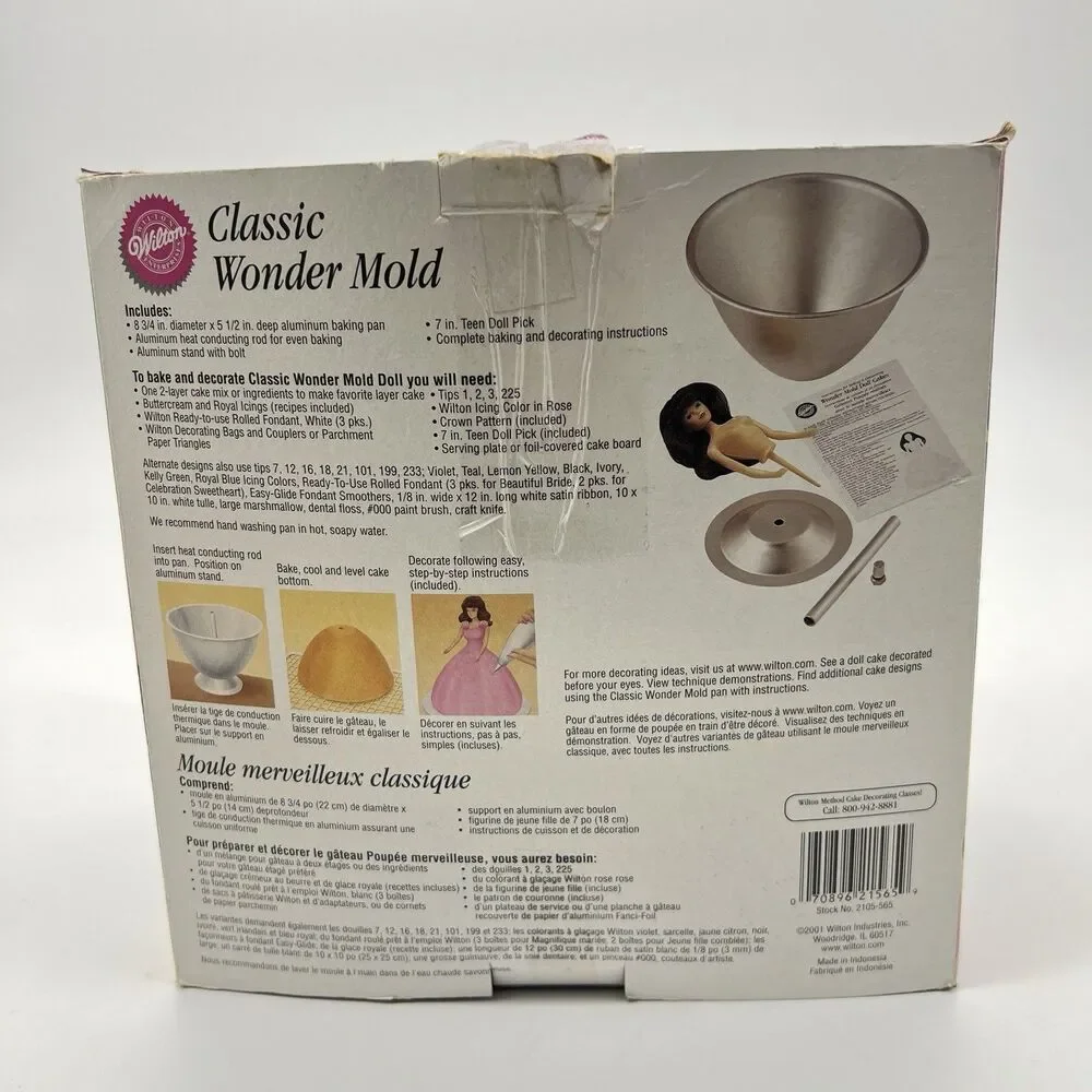 Vtg 2001 Classic Wonder Mold Fashion Doll Cake Kit Wilton With Barbie